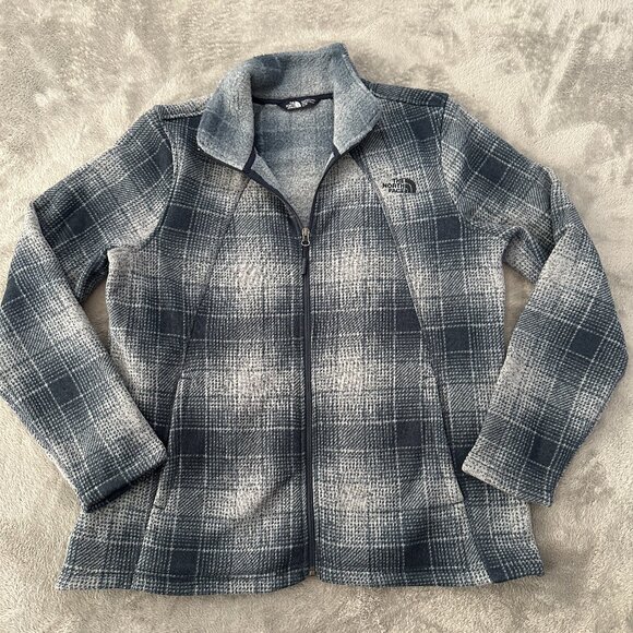 The North Face Crescent Fleece Plaid Full Zip Jacket Women's XL - Picture 1 of 7